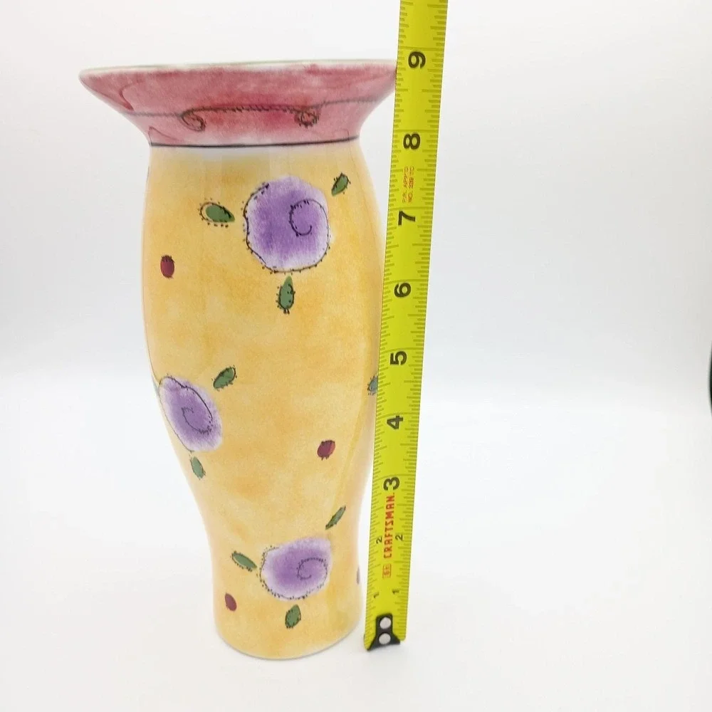Vintage Napco Whimsical Ceramic Pottery Vase Hand Painted 9